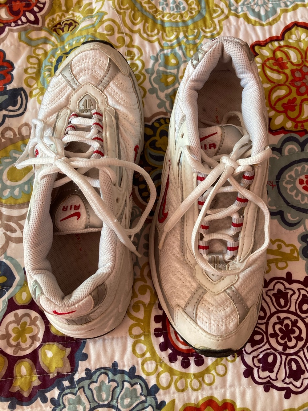 Nike White Sneakers with Red Accents